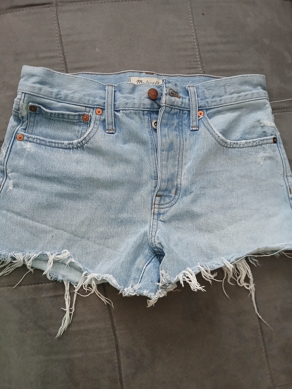 Madewell Light Blue Frayed Hem Denim Shorts